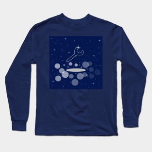 Wrench, tool, repair, work, illustration, night, light, shine, universe, cosmos, galaxy Long Sleeve T-Shirt